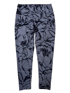 {Zella} "Live In" Blue Gray Black Floral Mid Rise Skinny Yoga Leggings WAP87